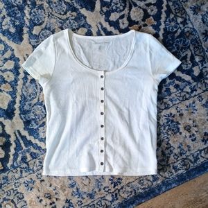 AMERICAN EAGLE, Ribbed Henley Tee